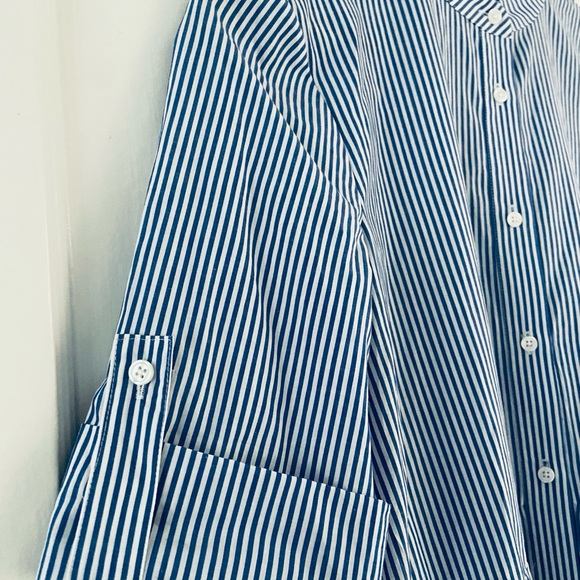 Madewell Button-Front Gathered Mini Dress in Stripe Poplin XS - Picture 7 of 12